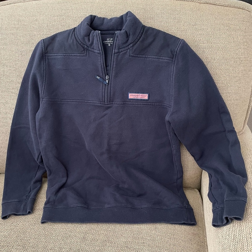 Vineyard Vines youth dark navy blue fleece quarter-zip